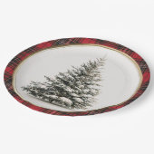 Rustic Christmas Evergreen Christmas Paper Plates ペーパープレート (アングル)