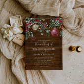 Rustic Christmas Floral Winter Wedding Invitation 招待状