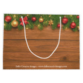 Rustic Christmas Gift Bag – Customizable Holiday ラージペーパーバッグ (裏面)