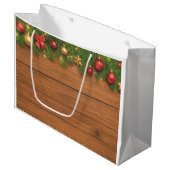 Rustic Christmas Gift Bag – Customizable Holiday ラージペーパーバッグ (正面アングル)