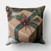 Rustic Christmas Gift Throw Pillow クッション (裏面)
