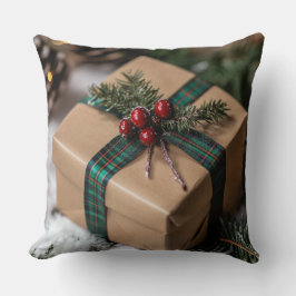 Rustic Christmas Gift Throw Pillow クッション
