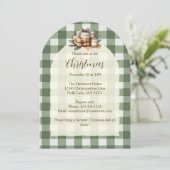 Rustic Christmas Gifts Candle Green Gingham Arch 招待状 (スタンド正面)