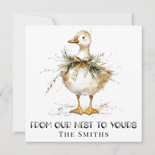 Rustic Christmas Goose Duck Card シーズンカード (正面)