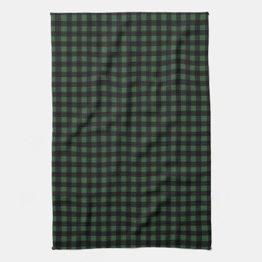 Rustic Christmas Green & Black Buffalo Plaid  キッチンタオル (縦)