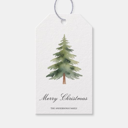 Rustic Christmas Green Tree | Merry Christmas Gift ギフトタグ (正面)
