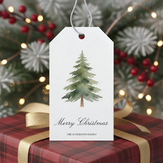 Rustic Christmas Green Tree | Merry Christmas Gift ギフトタグ