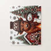 Rustic Christmas Highland Cow ジグソーパズル (縦)
