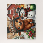 Rustic Christmas Highland Cow Jigsaw Puzzle ジグソーパズル (縦)