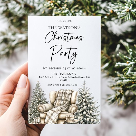 Rustic Christmas Holiday Tree  招待状
