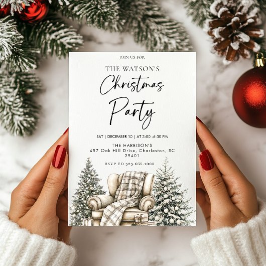 Rustic Christmas Holiday Tree  招待状