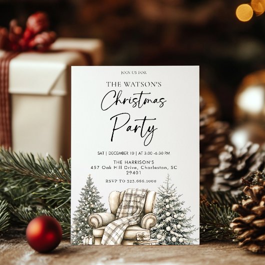 Rustic Christmas Holiday Tree  招待状