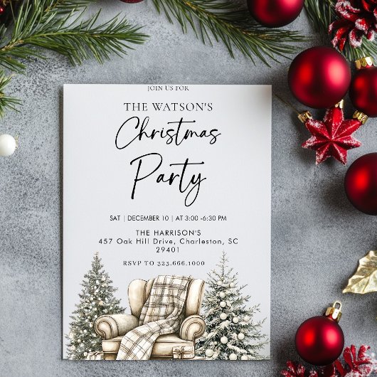 Rustic Christmas Holiday Tree  招待状