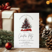 Rustic Christmas Holiday Tree Invitation,Festive  招待状
