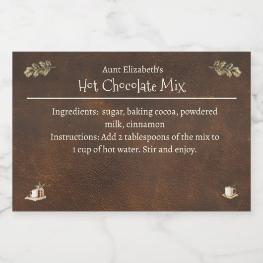 Rustic Christmas Hot Chocolate Cocoa Mix フードラベル (シングルラベル)