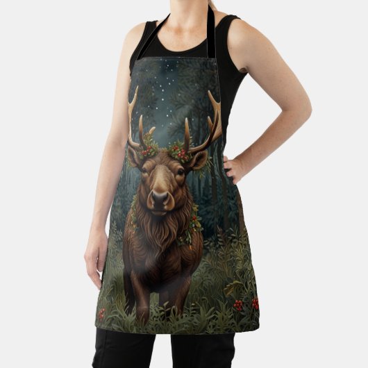 Rustic Christmas moose deer boho woodland forest  エプロン (インサイチュ)