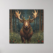 Rustic Christmas moose deer boho woodland forest  キャンバスプリント (正面)