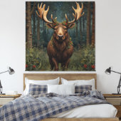 Rustic Christmas moose deer boho woodland forest キャンバスプリント (インサイチュ (寝室))