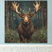 Rustic Christmas moose deer boho woodland forest  キャンバスプリント (インサイチュ (ウッドフロア))
