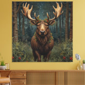 Rustic Christmas moose deer boho woodland forest  キャンバスプリント (インサイチュ (リビング))