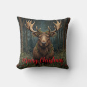 Rustic Christmas moose deer boho woodland forest クッション (正面)