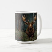 Rustic Christmas moose deer boho woodland forest  コーヒーマグカップ (正面右)