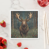 Rustic Christmas moose deer boho woodland forest スタンダードランチョンナプキン (インサイチュ)