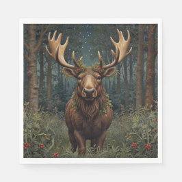 Rustic Christmas moose deer boho woodland forest  スタンダードランチョンナプキン