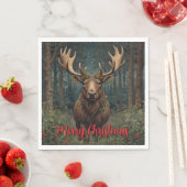 Rustic Christmas moose deer boho woodland forest  スタンダードランチョンナプキン (インサイチュ)