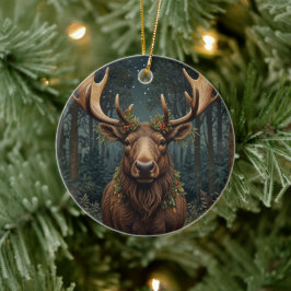 Rustic Christmas moose deer boho woodland forest  セラミックオーナメント