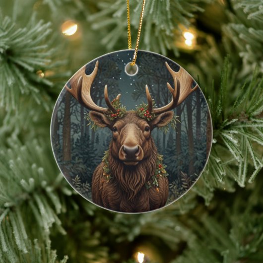 Rustic Christmas moose deer boho woodland forest セラミックオーナメント (ツリー)