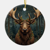 Rustic Christmas moose deer boho woodland forest セラミックオーナメント (正面)