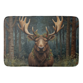 Rustic Christmas moose deer boho woodland forest  バスマット