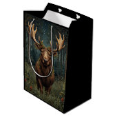 Rustic Christmas moose deer boho woodland forest  ミディアムペーパーバッグ (裏面アングル)