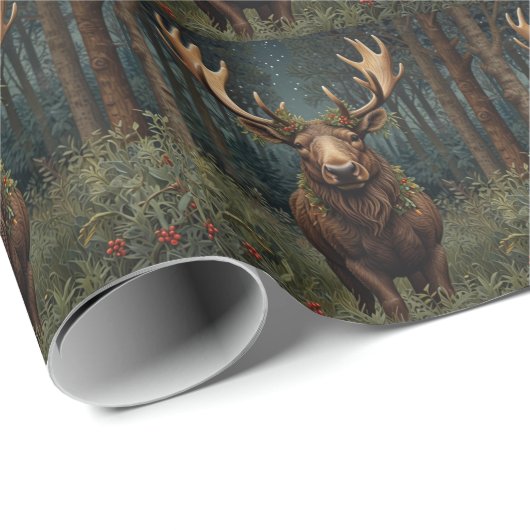 Rustic Christmas moose deer boho woodland forest  ラッピングペーパー (ロールコーナー)