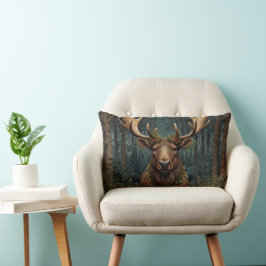 Rustic Christmas moose deer boho woodland forest  ランバークッション