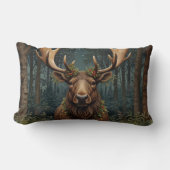 Rustic Christmas moose deer boho woodland forest  ランバークッション (正面)