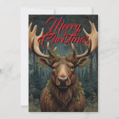 Rustic Christmas moose deer boho woodland forest 招待状 (正面)