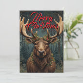 Rustic Christmas moose deer boho woodland forest 招待状 (スタンド正面)