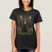 Rustic Christmas moose deer boho woodland forest  Tシャツ (正面)