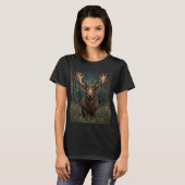 Rustic Christmas moose deer boho woodland forest  Tシャツ (正面フル)