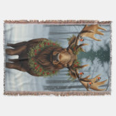 Rustic Christmas moose winter woodland forest  スローブランケット (正面)