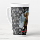 Rustic Christmas moose winter woodland forest snow カフェラテマグ (左アングル)