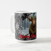 Rustic Christmas moose winter woodland forest snow コーヒーマグカップ (正面左)