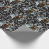 Rustic Christmas moose winter woodland forest snow ラッピングペーパー (角)