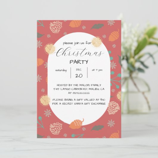 Rustic Christmas Nature Pattern 招待状 (スタンド正面)