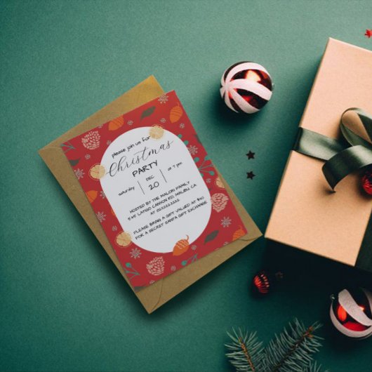 Rustic Christmas Nature Pattern 招待状