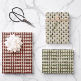 Rustic Christmas Olive Green Wrapping Paper ラッピングペーパーシート