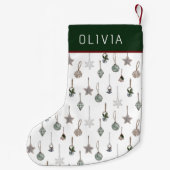 Rustic Christmas Ornaments  Custom Name スモールクリスマスストッキング (裏面)