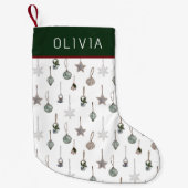 Rustic Christmas Ornaments  Custom Name スモールクリスマスストッキング (正面)